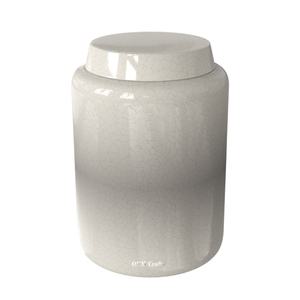 כד קרמי לבן אקולוגי עם גלייז סדוק, גלילי וחלק, לאחסון אפר, ניתן להתאמה אישית, לאספקת הלוויות - Product Image 3