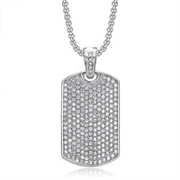 Pendentif carré unisexe en acier inoxydable de haute qualité, plaqué pierres brillantes, élégant, vente en gros d'usine pour hommes