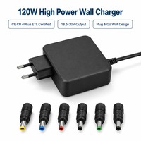 Chargeur universel pour ordinateur portable de type mural GaN Tech CE FCC 65W 45W 90W 120W avec prises UK US AU EU, service d'emballage personnalisé avec logo