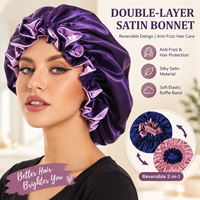 Bonnet de nuit en satin personnalisé, grande taille, réversible, double couche, élastique réglable, pour femmes, soin des cheveux, bonnet de nuit