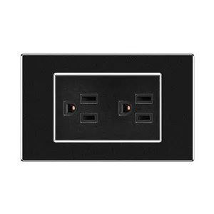 FIKO American Standard Tomadas de parede e interruptores 118 Tipo 15A Painel de alumínio fosco preto com USB/Tipo-c