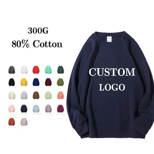 HEHE-suéter de tela de Salud de 300g, suéter de cuello redondo de 22 colores, sólido, personalizado, impresión en blanco, sudadera de edición ligera con Logo