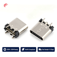 Connecteur vertical SMT DIP USB Type-C 24 broches femelle à coque longue, hauteur personnalisée, vente directe usine, conforme RoHS ST-C-24P-LS-H