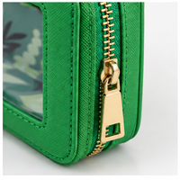 Sac de rangement Mahjong avec fenêtre transparente, imperméable, grande capacité, portable, fermeture éclair à pompon, en PU/PVC