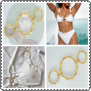 Conector de Metal de Aleación de Zinc Ajustable con Hebilla de Tres <span class=keywords><strong>Aros</strong></span> en Forma de O para Correa de Bikini, Accesorios de Traje de <span class=keywords><strong>Baño</strong></span> - Product Image 5