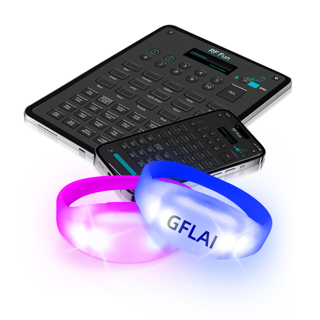 Zone Control RGB LED Bracelet App DMX Controlled Event Light Wristband Remote 200-300m CE Certified Valentine's Day Ramadan