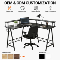 Nouveau bureau d'ordinateur de jeu en forme de L personnalisé, bureau d'ordinateur de jeu pour joueur avec éclairage