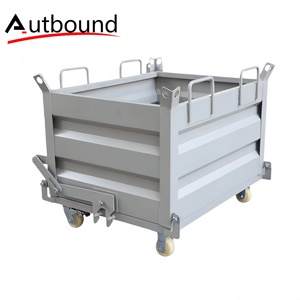 कारखाने औद्योगिक धातु कंटेनर फोर्कलिफ्ट धातु पैलेट बॉक्स स्व-डंपिंग प्रबलित लौह चिप कार्ट सामग्री बिन - Product Image 1