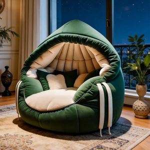 लक्जरी हूडेड नकली फर आलसी सोफा आरामदायक क्लाउड जैसा कि लिविंग रूम लिविंग रूम, होटल लॉबी रिसेप्शन, आर्ट सोफा - Product Image 3