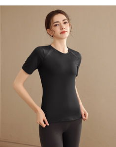 Women Mesh Panel <b>Raglan</b> Short Sleeve Yoga T Shirt Quick Dry Breathable Back Mesh Athletic <b>Top</b> Soft Stretch Running Workout Shirt - Product Image 1