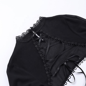 Cardigan <span class=keywords><strong>in</strong></span> <span class=keywords><strong>pizzo</strong></span> gotico Steampunk da donna con una lunga scrollata di spalle trasparente - Product Image 3