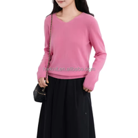 Pull en cachemire 100% pour femmes, col en V, tricot personnalisé, couleurs variées, vente en gros, motifs printaniers, couleurs unies, vente flash