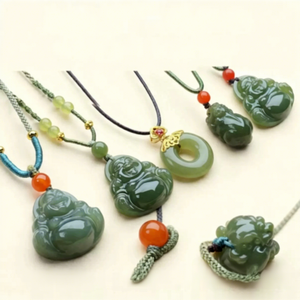 Collana con Pendente Buddha in Giada Naturale Hetian Qingshui, Catena Unisex per Maglione, per Vendita all'Ingrosso - Product Image 6