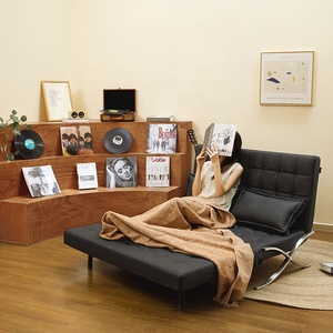 Sillón <span class=keywords><strong>Barcelona</strong></span> de Diseño Lujoso, Vintage, para Descanso y Relajación en la Sala de Estar, Sofá Cama Plegable de Cuero Sintético - Product Image 3