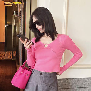 Design de mode personnalisé pull à col en V à manches longues pull pour l'automne femmes printemps tricots - Product Image 3