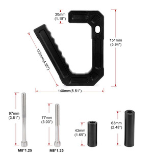 Poignée de porte en aluminium noire 151 mm arrière pour Jeep Wrangler 07-18 JK, accessoire intérieur - Product Image 1