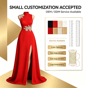 <span class=keywords><strong>Robe</strong></span> <span class=keywords><strong>de</strong></span> soirée longue en satin tissé pour <span class=keywords><strong>femme</strong></span>, coupe empire, ligne A, sans manches, avec appliques dorées, fente haute, drapée, pour soirée formelle et bal <span class=keywords><strong>de</strong></span> promo - Product Image 2