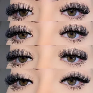 Özel etiket doğal 5d kabarık vizon kirpik rus hacim şerit kirpik 3D sahte vizon 15mm yanlış Lashes toptan