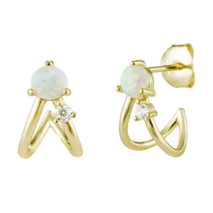 Nieuwe Trending Mode-sieraden Minimalistische Opal Stone Gouden Stud Manchet Oorbel