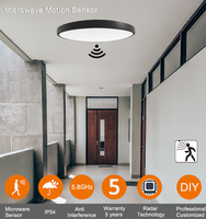 Plafonnier LED à détecteur de mouvement pour micro-ondes, technologie radar, contrôle par capteur, 300 mm/400 mm, couloir, balcon, design moderne, CE RoHS IP54