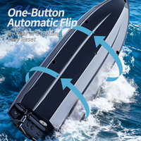 Bateau RC intelligent de navigation nocturne arc-en-ciel, double contrôle de vitesse, protection automatique contre la surchauffe, longue portée, feux de sécurité pour le lac