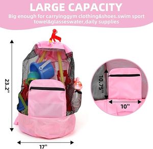 Large Capacity Mesh Beach <b>Toy</b> Backpack Kids Portable <b>Swim</b> Gear Storage Bag with Front Pocket - Product Image 2