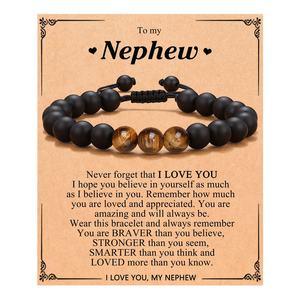 Pulsera Ajustable de Piedras con Cuentas Geométricas de Ojo de Tigre y Ónix para Unisex, Regalo Inspirador para el Día del Padre o Hermano - Product Image 2