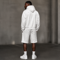 Ensemble de survêtement unisexe en molleton bouclette personnalisé avec short et sweat à capuche double fermeture éclair, orné de strass et de perles, pour homme