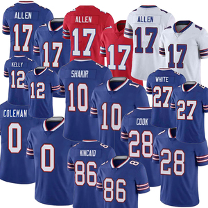 2024 Maillots de football américain pour hommes Respirant Plus Size 17 Josh Allen 0 Keon <span class=keywords><strong>Coleman</strong></span> 40 Von Miller 12 Jim pour Kelly 88 Dawson - Product Image 1