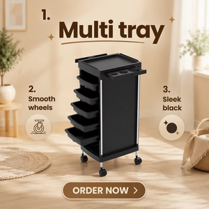 Carrito <span class=keywords><strong>Profesional</strong></span> para Salón <span class=keywords><strong>de</strong></span> Belleza con 5 Cajones, Carrito Rodante Negro <span class=keywords><strong>de</strong></span> ABS Resistente, Organizador para Estilistas <span class=keywords><strong>de</strong></span> Peluquería - Product Image 1