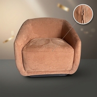 Fauteuil de luxe moderne en velours cognac, super confortable, fauteuil baril sans couture, fauteuil club incurvé pour hôtel et villa