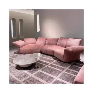 Italian flower upholstery adjustable back curve luxury sofa set living room design Modern elegant chenille fabric Standard sofa