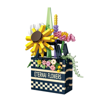Panier de fleurs pour filles, ornement de rose, modèle de bouquet, assemblage de briques nano, cadeau, ensembles de blocs de construction éducatifs pour enfants, jouets pour enfants