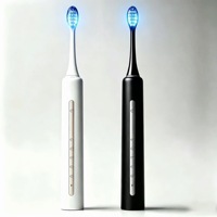 Brosse à dents électrique sonique avec fonction de blanchiment par lumière bleue, rechargeable par USB, étanche IPX7, 5 modes, brosse à dents électrique pour adultes
