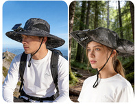 Nouveau chapeau ventilateur solaire en polyester détachable pour la pêche, la randonnée et le camping en extérieur avec protection UV et pare-soleil