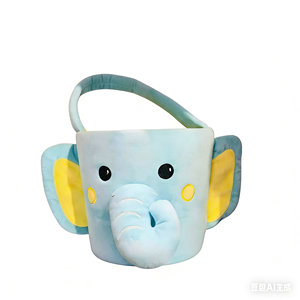 Cute <b>Elephant</b> Plush Bucket 31cm-50cm Soft Stuffed Toy For Kids Unisex Blue And Yellow Design - Product Image 2