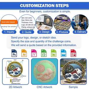 定制设计标志制作您自己的珐琅收藏纪念品3D镀银金属定制挑战硬币 - Product Image 3