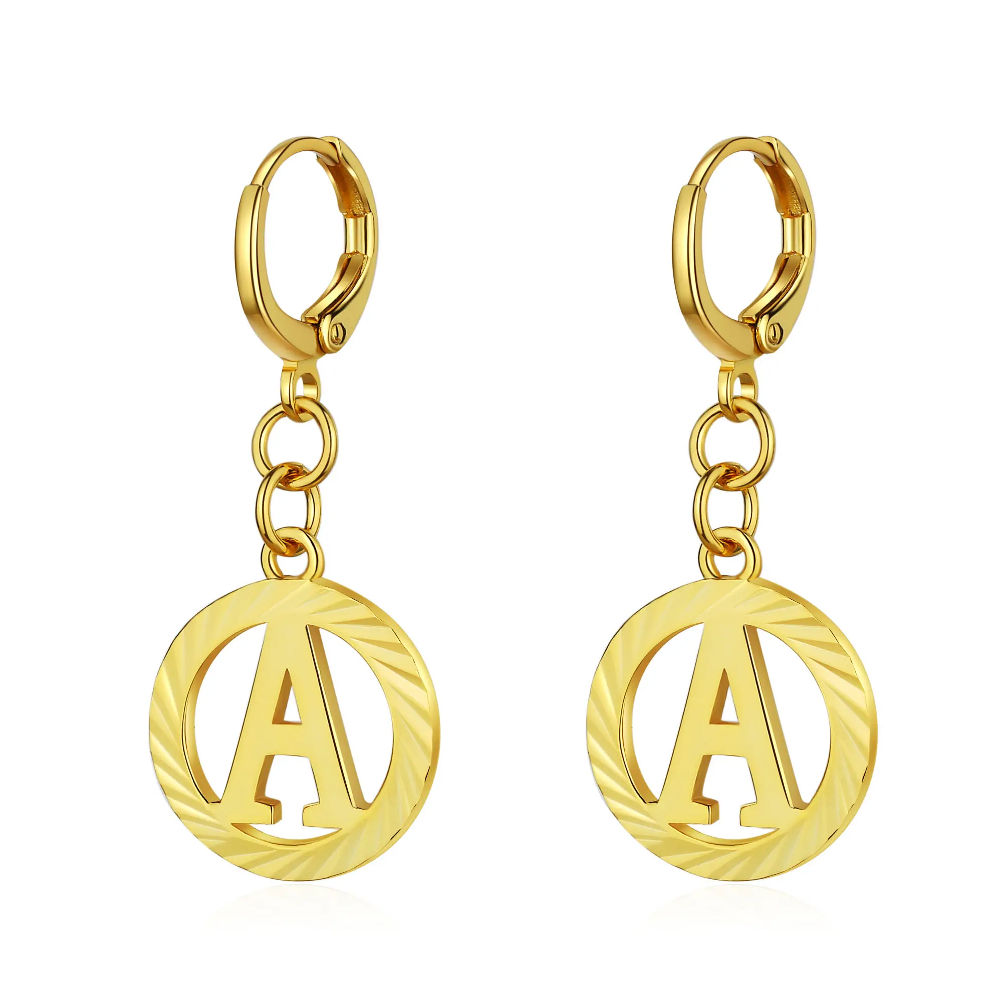 18K Gold Plated Personalized Custom Initial Letter Hoop Earrings Jewelry Women Girls Fashion Hoop Earrings