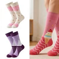 Chaussettes en coton pour femmes 2026, motif crème glacée et bonbons, ludiques et élégantes, fournisseur direct d'usine