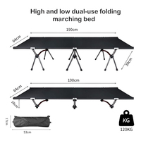 Lit de camping en plein air portable réglable pour adultes et bébés en tissu Oxford pour la randonnée et les voyages