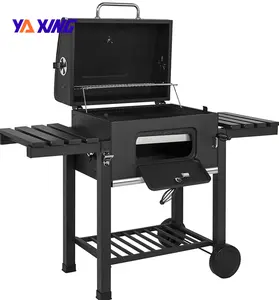 Hot Sales Rvs Houtskool Grill Outdoor Tuin Camping Trolley Vierkante Barbecue Grill