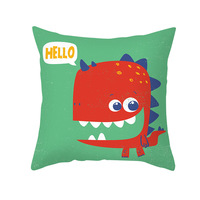 Nouvel ensemble de housses de coussin imprimées dinosaures de dessin animé, mignonnes pour la décoration de chambre d'enfant et de canapé