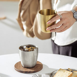 Tazze in Acciaio Inox per Campeggio, Boccale da Birra Dorato Antiurto, <span class=keywords><strong>Tazza</strong></span> da Caffè per Ristoranti e Barbecue, Contenitore per Acqua Fredda - Product Image 4