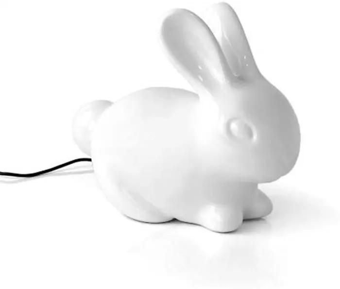In porcellana bianca di ceramica conigli UK Porcellana Bunny Lampada-USB Alimentato Luce con LED Ad Alta Efficienza Energetica Lampadine Equivalente di 11W,
