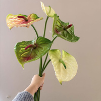 Fleur artificielle en PU effet naturel, grande tête en forme de cœur, Anthurium à tige unique, pour mariage, décoration florale de maison et arrangements en vase