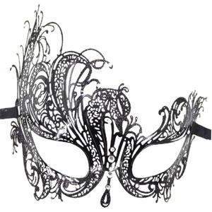 Laser Cut kristal logam <span class=keywords><strong>Prom</strong></span> kostum Mardi Gras Festival Venetian topeng Rhinestones pesta setengah wajah topeng bola mata - Product Image 1