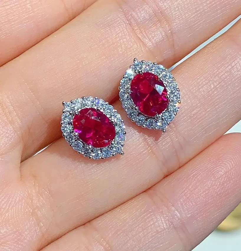 Красный драгоценный камень Винтажные серьги кольцо кулон ожерелье женский комплект ювелирных изделий