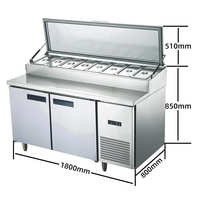 Réfrigérateur commercial de table de préparation de pizza d'acier inoxydable 1.8m