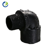 Sambungan Pipa Elbow Berulir 90 Derajat, Presisi Tinggi Cina, 1/2-2 Inci, Hitam, Bahan PP, Tipe Male Female