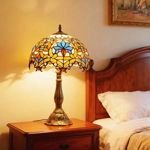 <span class=keywords><strong>Lampe</strong></span> de table en verre teinté de style <span class=keywords><strong>Tiffany</strong></span>, lumière d'ambiance colorée <span class=keywords><strong>Art</strong></span> Déco pour chambre à coucher, salon, hôtel, éclairage décoratif - Product Image 1